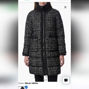 Women's Black and White Tweed Coat Bernardo Size Large L
